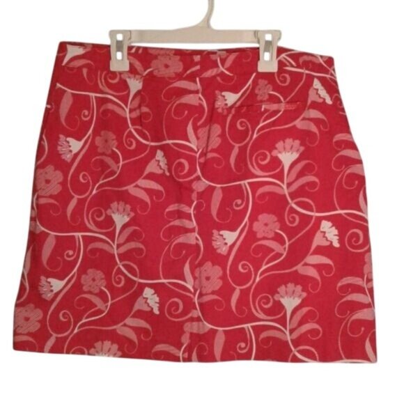 Izod Size 8 Skort Womens Red White Floral Print Cotton Spandex - Picture 10 of 10